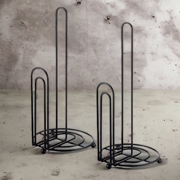 Home Basics Minimalist Wire Paper Towel Holder Dispenser Stand Black Set of 2 . - Picture 10 of 12